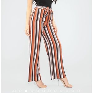 Cute bow tie striped pants from Fashion Nova